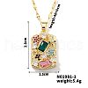 Brass Geometric Colorful Cubic Zirconia Rectangle Pendant Necklaces ZC3047-1-1