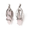 Natural Rose Quartz Pointed Pendants G-C051-01B-3