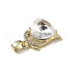 Real 18K Gold Plated Rack Plating Brass Micro Pave Clear Cubic Zirconia Pendants KK-C015-22G-17-2