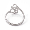 201 Stainless Steel Heart & Dog Paw Prints Adjustable Ring for Women RJEW-K238-09P-2