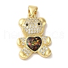 Rack Plating Brass Micro Pave Clear Cubic Zirconia Pendants KK-P268-05A-G03-1