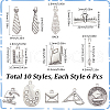 SUNNYCLUE 60pcs 10Styles Tibetan Style Alloy Pendants FIND-SC0005-99-2