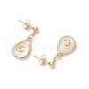 3Pcs Brass Natural Paua Shell Teardrop Dangle Stud Earrings EJEW-JE06408-6