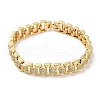 Rack Plating Brass Pave Clear Cubic Zirconia Rectangle Link Chain Bracelets for Women BJEW-R317-16G-1