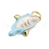 Dolphin Rack Plating Brass Enamel Pendants X-KK-Q804-09G-2