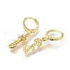 Brass Clear Cubic Zirconia Hoop Earrings EJEW-M045-01L-2