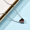 304 Stainless Steel Dark Red Cubic Zirconia Heart Pendant Necklaces for Women NJEW-Z064-04P-2