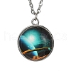 304 Stainless Steel Glass Space Pendant Necklaces NJEW-JN05192-03-2