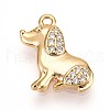 Brass Micro Pave Clear Cubic Zirconia Pendants KK-T075-05G-1