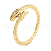 Snake Rack Plating Brass Micro Pave Cubic Zirconia Open Cuff Rings for Women RJEW-Z059-25G-1