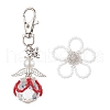 Flower Angel Glass Pearl & Glass Seed Pendant Decorations HJEW-MZ00239-3