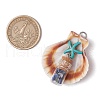 14Pcs 14 Styles Natural Scallop Shell Beads with Glass Jar Glass Bottles Stone Pendants PALLOY-JF03564-3