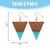 6 Pair 6 Style Resin & Wood Dangle Earrings with Iron Pins EJEW-AB00036-2