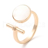 Natural Shell Flat Round & Column Open Cuff Ring RJEW-G288-08G-1