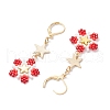 Brass Glass Seed Beads Flower Leverback Earrings EJEW-MZ00426-01-4