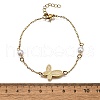 304 Stainless Steel Butterfly Link Bracelets BJEW-C098-01D-G-5