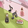 30Pcs 5 Style Light Gold Plated Music Theme Alloy Enamel Pendants ENAM-ZZ0001-08LG-6