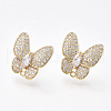 Brass Micro Pave Cubic Zirconia Stud Earring Findings KK-S350-423-1