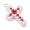Beaded Cross Charms PALLOY-GD00002-4