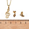 Musical Note 201 Stainless Steel Pendant Necklaces & Stud Earrings Sets for Women SJEW-Q025-03G-5