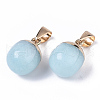 Top Golden Plated Natural White Jade Pendants X-G-T131-03P-2