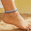 4Pcs Bohemian Style Glass Seed Rondelle Beaded Stretch Anklets for Women WG3334E-05-1