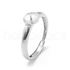 Anti-Tarnish Adjustable Rhodium Plated 925 Sterling Silver Finger Ring Components STER-L055-019P-2
