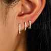 3 Pcs Elegant 925 Sterling Silver Clear Cubic Zirconia U-Shaped Hoop Earrings KD8857-1-1