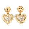 Rack Plating Brass Micro Pave Clear Cubic Zirconia Stud Dangle Earrings for Women EJEW-G394-44G-1
