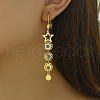 Elegant Brass Star with Flower Tassel Hoop Earrings WT6371-1