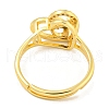 Heart with Letter Rack Plating Brass Micro Pave Cubic Zirconia Adjustable Rings for Women RJEW-I105-06G-C-3