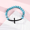 Round Synthetic Turquoise Bead Stretch Bracelets BJEW-F493-05EB-02-1