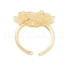 Rack Plating Flower Brass Open Cuff Rings for Women RJEW-B064-18G-02-3