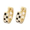 Tartan Pattern Enamel Chunky Hinged Huggie Hoop Earrings for Women EJEW-P196-22G-01-2