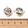 Brass Pave Natural Paua Shell Connector Charms KK-E794-01G-04-3