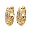 Oval Brass Micro Pave Clear Cubic Zirconia Hoop Earrings EJEW-S277-10G-A-4