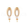 Brass Micro Pave Clear Cubic Zirconia Stud Earring Findings KK-S356-622-NF-1