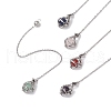Stainless Steel Macrame Chain Pouch Round Natural Lapis Lazuli & Amethyst & Green Aventurine & Carnelian & Rose Quartz Holder Dowsing Pendulums PALLOY-JF02736-02-1