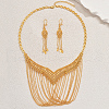 Vintage Alloy Hollow Multilayer Tassel Earrings & Necklaces Set for Banquet Bride LS7583-3