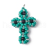 Glass Seed Beaded Cross Pendants PALLOY-MZ00642-05-1