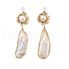 Natural Pearl Dangle Stud Earrings EJEW-P256-20G-1