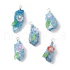 Electroplated Raw Natural Quartz Crystal Teardrop Copper Wire Wrapped Pendants PALLOY-JF03842-02-1