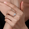 Rhodium Plated 925 Sterling Silver Micro Pave Moissanite Finger Rings WG38657-05-2