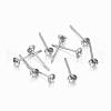Tarnish Resistant 304 Stainless Steel Post Stud Earring Settings For Half Drilled Beads STAS-H376-93-1