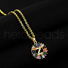 Brass Pave Colorful Cubic Zirconia Initial Ring Pendant Necklaces FS-WGF1437-26-1