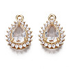 Brass Micro Pave Clear Cubic Zirconia Pendants KK-S359-089-RS-2