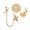 Bee and Honeycomb Alloy Asymmetrical Earrings with Enamel EJEW-JE04887-5