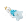 Glass Seed Beaded Flower Figurine Pendants PALLOY-MZ00686-04-3