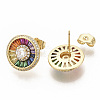 Brass Micro Pave Colorful Cubic Zirconia Stud Earrings EJEW-S208-050-1