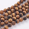 Natural Frosted Tiger Eye Round Bead Strands G-M064-12mm-02-1